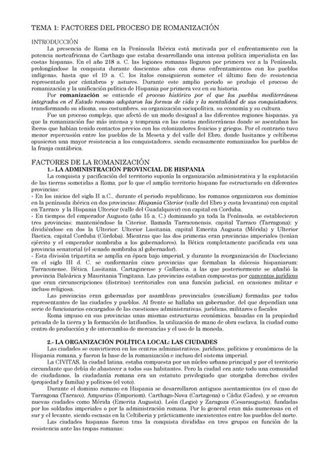 Tema 1 Ebau Tema 1 Factores Del Proceso De RomanizaciÓn IntroducciÓn La Presencia De Roma