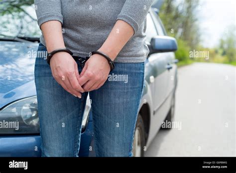 Photo Of Women Handcuffed Criminal Police Stock Photo Alamy