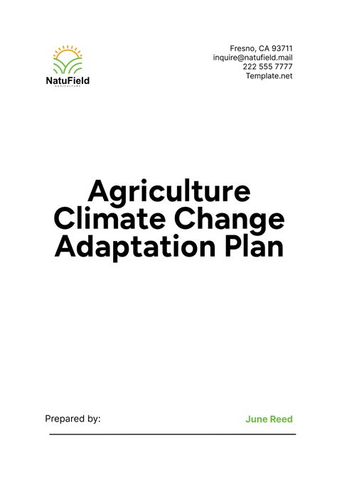 Free Agriculture Climate Change Adaptation Plan Template - Edit Online