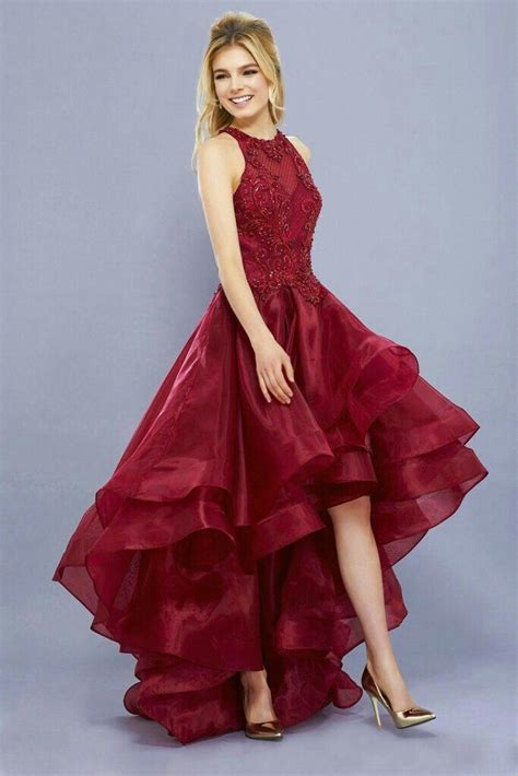 Sparkly Red Sequin High Low Prom Dresses Vintage Ball Gown Fd2414