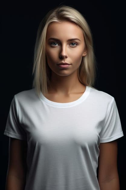 Premium Ai Image Portrait Of A Blonde Woman In A White T Shirt