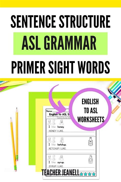 English To ASL Sentence Structure Primer Sight Words ASL Grammar