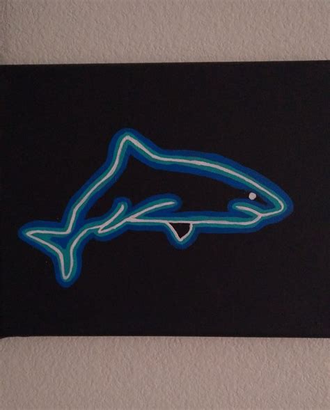 Shark neon painting 🦈 in 2024 | Neon painting, Easy canvas art, Neon art painting