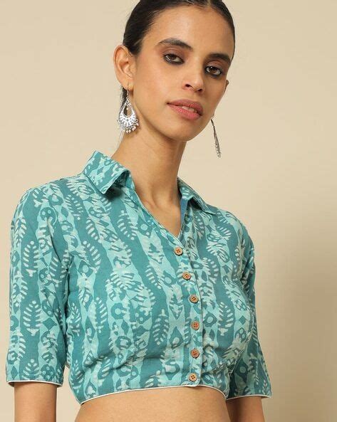 Buy Turquoise Blouses For Women By Indie Picks Online In 2023 Fashion Blouse Design Stylish