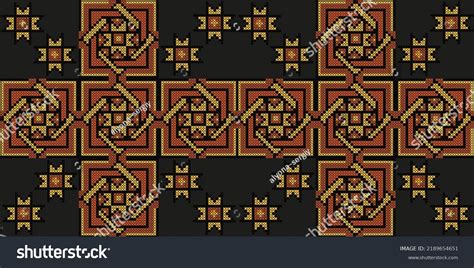 Seamless Ukrainian Folk Patterns Crossstitch Imitation Stock Vector