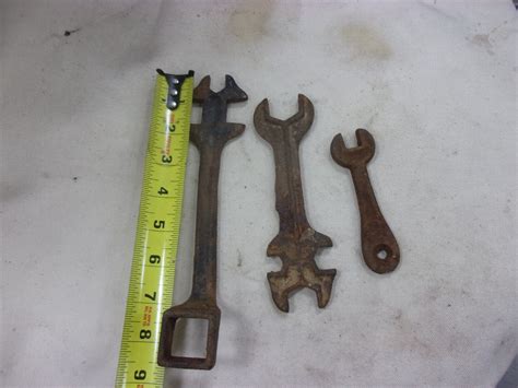 Lot Of 3 Old Farm Implement Plow Wrenches Multi Tool Antique Vtg Square