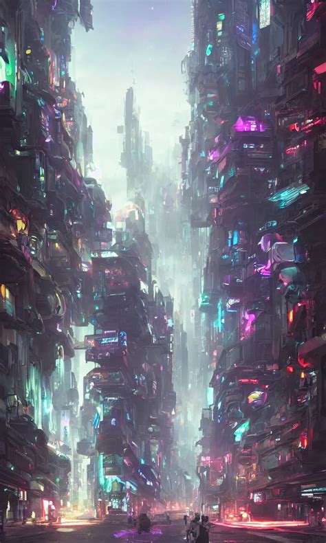 A Futuristic Science Fiction City Street Scene Concept Stable