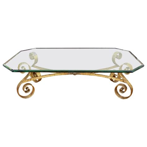 Square Beveled Glass Top With Steel And Brass Base Coffee Table At 1stdibs