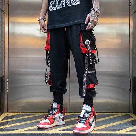 Hip Hop Boy Multi Pocket Elastic Waist Harem Pants Men Streetwear