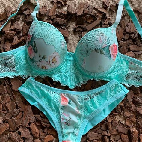 Women Lingerie Sexy Bra Panty Lingerie Verde Lingerie Azul Lingerie Panties Lace Lingerie