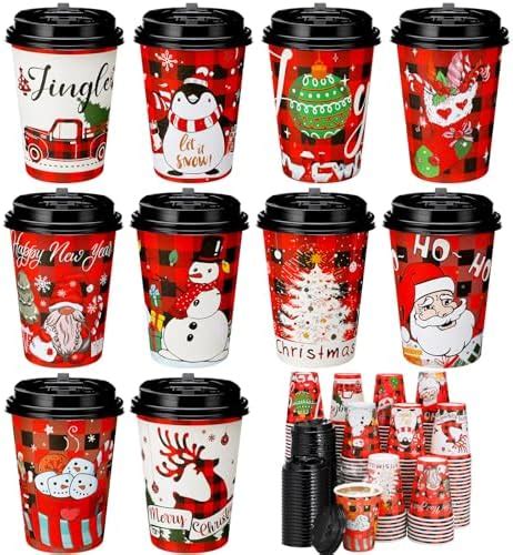 Amazon Suttmin Pcs Christmas Disposable Coffee Cups With Lids