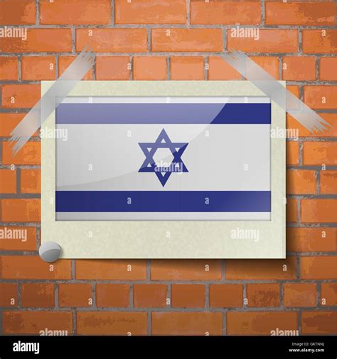 Flags Israel Scotch Taped To A Red Brick Wall Stock Vector Image Art