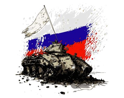 Premium Vector Destroyed Russian Tank With Russian Flag