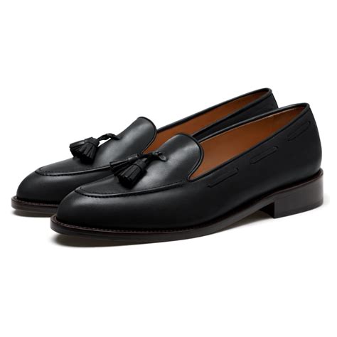 Black Tassel Leather Loafer