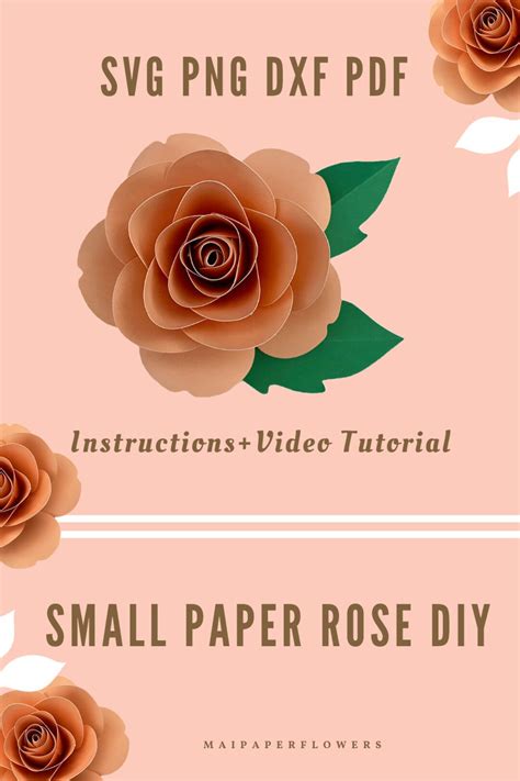 Small Rose Paper Flower Template Svg Dxf Png Pdf 3d Rose Svg Rose Cut Files Mini Paper Rose