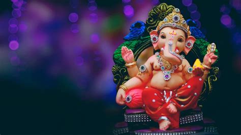 Purple Bokeh Background Lord Ganesh Chaturthi Vinayaka Vinayagar Decoration Festival Hd Ganesh