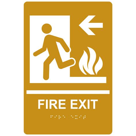 Portrait ADA Fire Exit Braille Fire Exit Sign RRE 250 WHTonGLD