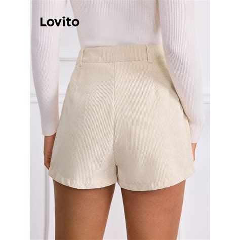 Lovito Shorts casuais de botão liso para mulheres LBL12423 Shopee Brasil