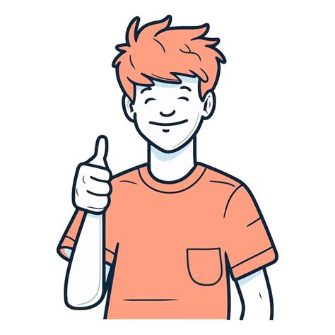 Premium Vector Vector Illustration Of A Young Man Showing Thumbs Up