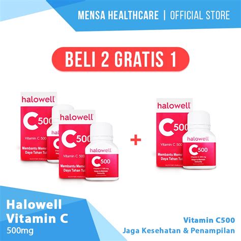 Jual HaloWell Vitamin C 500mg Beli 2 Gratis 1 Shopee Indonesia