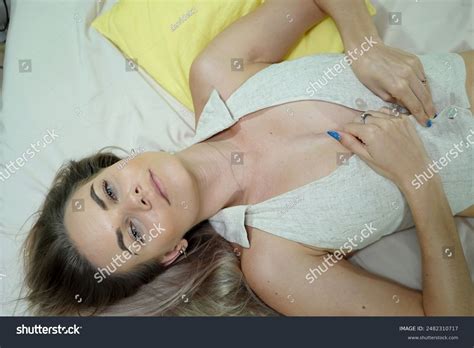 Pretty Blonde Model Undresses During Photo Stock Photo Shutterstock