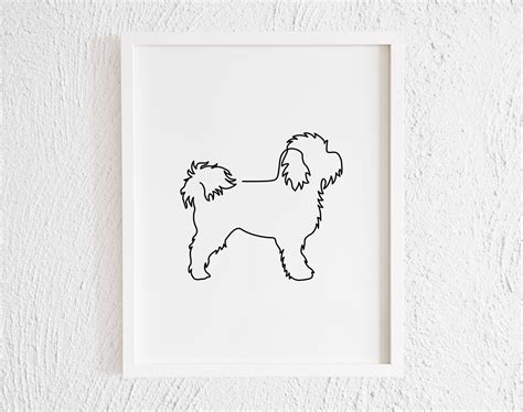 Shih Poo Doodle Drawing Print Printable Black And White Etsy