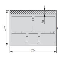 Pojemniki Do Segregacji GTV AxiSpace Do Szafki 700 Mm 2X15L I 2x7L