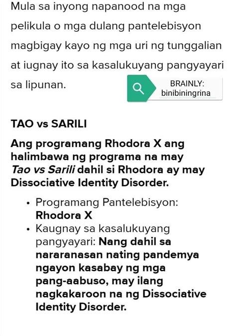 Mula Sa Inyong Napanood Na Mga Pelikula O Mga Dulang Pantelebisyon