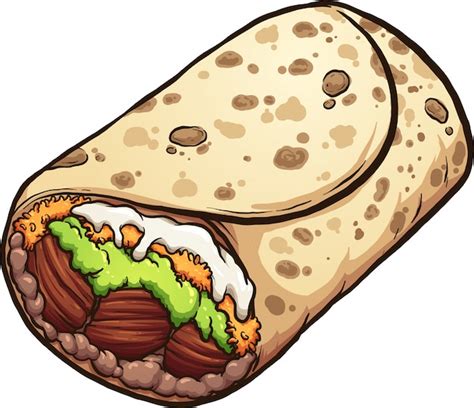 Mexican burrito tortilla cartoon illustration | Premium Vector