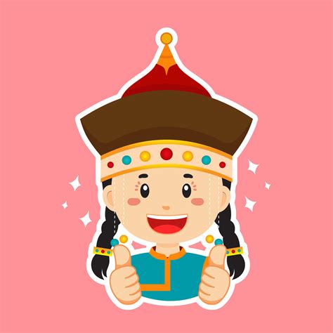 Happy Mongolian Character Sticker 25674415 Vector Art at Vecteezy