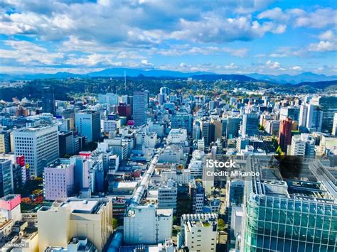 sendai city view stock photo  image  city japan aerial