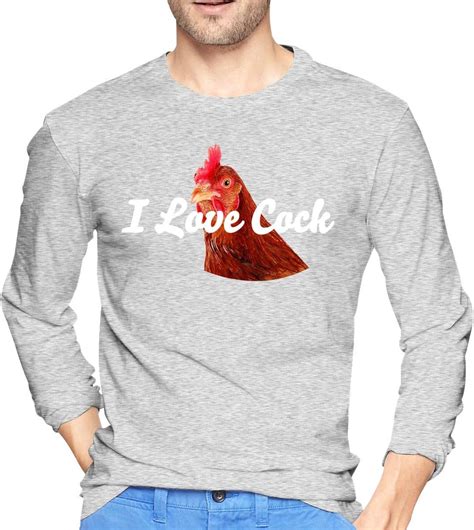 Mens Long Sleeve T Shirts I Love Cock Printed Casual Street Wear