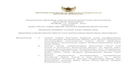 PERATURAN MENTERI LINGKUNGAN HIDUP DAN KEHUTANAN BAKU PDF Document