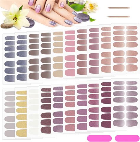 Ebanku Sheets Full Wraps Nail Polish Stickers Nail Strips With Pcs