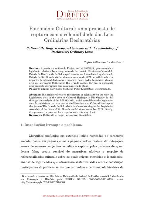 PDF Patrimônio Cultural uma proposta de ruptura a colonialidade