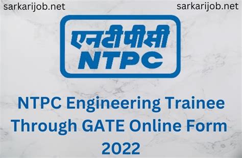 Ntpc Engineering Trainee Through Gate Online Form