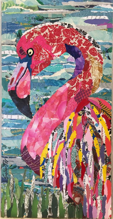 Flamingo SOLD Collage Art Projects, Paper Collage Art, Collage Art ...