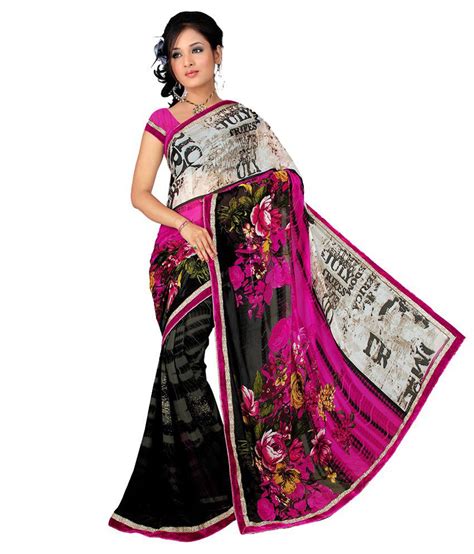 Suhagan Sarees Pink Faux Georgette Saree Buy Suhagan Sarees Pink Faux