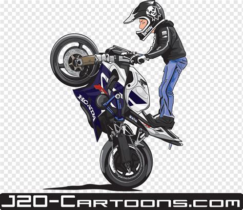 Man Rides Honda Sports Bike Illustration Motorcycle Stunt Riding