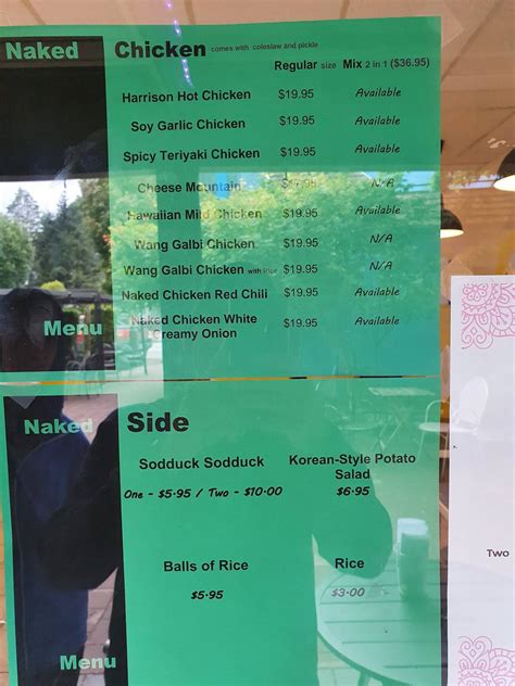 Menu At Naked Chicken Restaurant Harrison Hot Springs