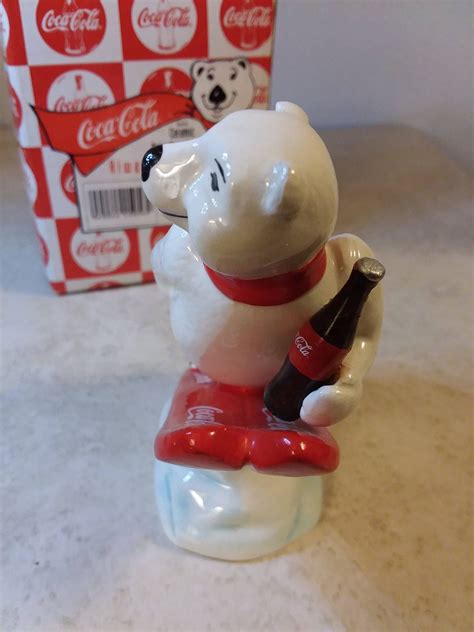 Coca Cola Ceramic Polar Bear Figurines Always Ski Jumping Christmas