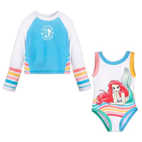 The Little Mermaid Swimsuit and Rash Guard Set for Girls here now – Dis ...