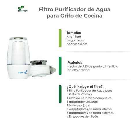 Filtro Purificador Agua Para Grifo Cocina Casero Ecotrade F Cuotas