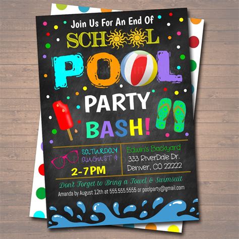 Editable End Of Summer Pool Party Invitation Printable Etsy