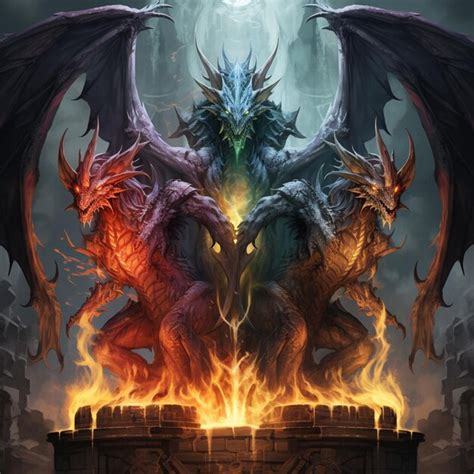 Premium Ai Image There Are Two Dragon Like Creatures On A Fire Wall