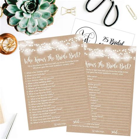 Kraft Rustic How Well Do You Know The Bride Bridal Wedding Shower Or