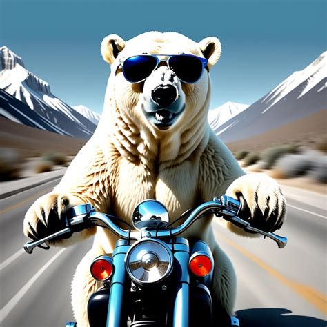 Premium Ai Image A Polar Bear Wearing Sunglasses Driving A Motorcycle