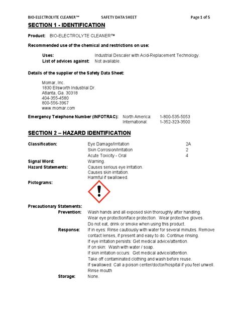 Bio Electrolyte Msds Pdf Toxicity Personal Protective Equipment