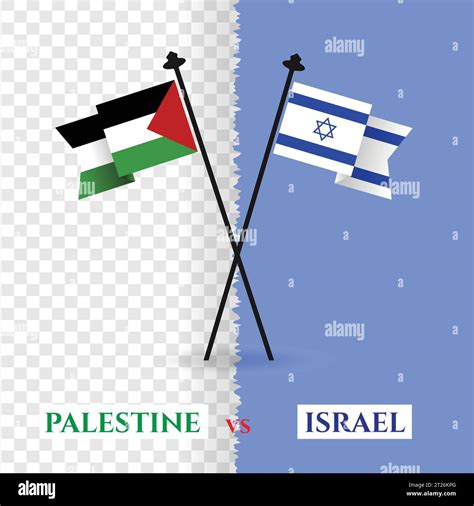 Palestine Vs Israel Flags War Isolated On A Background Vector