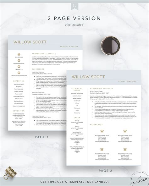 Modern Resume Template For Word And Pages Includes 1 2 And 3 Etsy